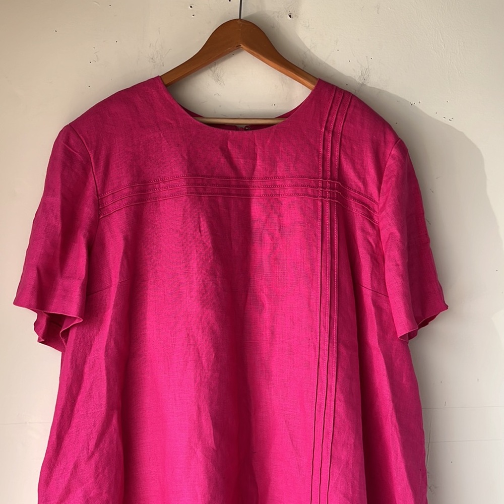 Plaza South 100% Linen pink Dress Size 24W Petite - Picture 2 of 15